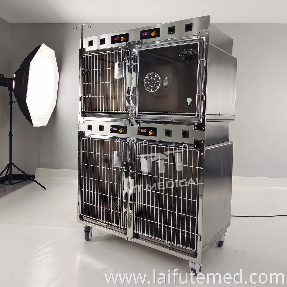 Stainless Steel Animal Hospital Medical Equipment ICU Intensive Care Unit Stainless Steel Veterinary Cages Vet Oxygen Cage for Animals